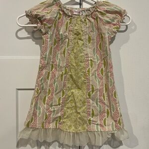 Lily Cake girls 4t Dress with Green and Pink lace